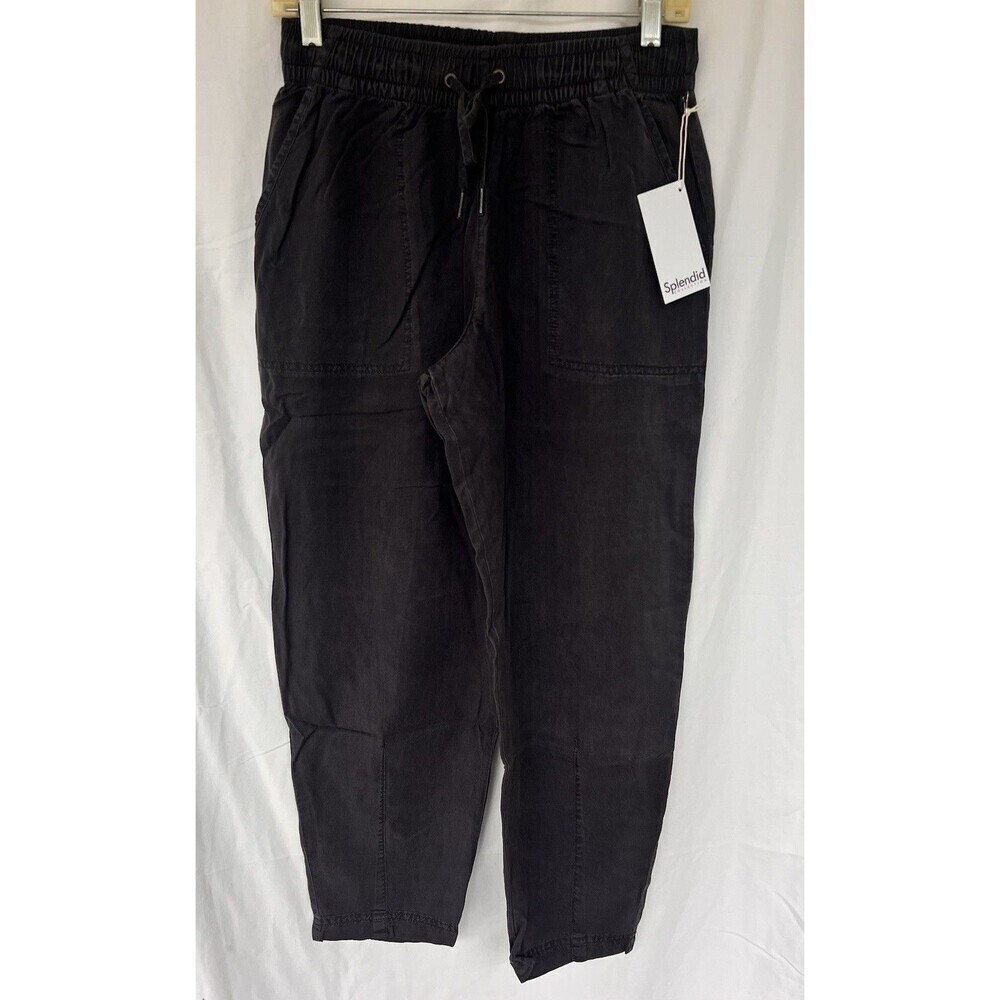 Splendid Ryan Pants Women’s Size Small Black Barrel Leg Pockets Lightweight